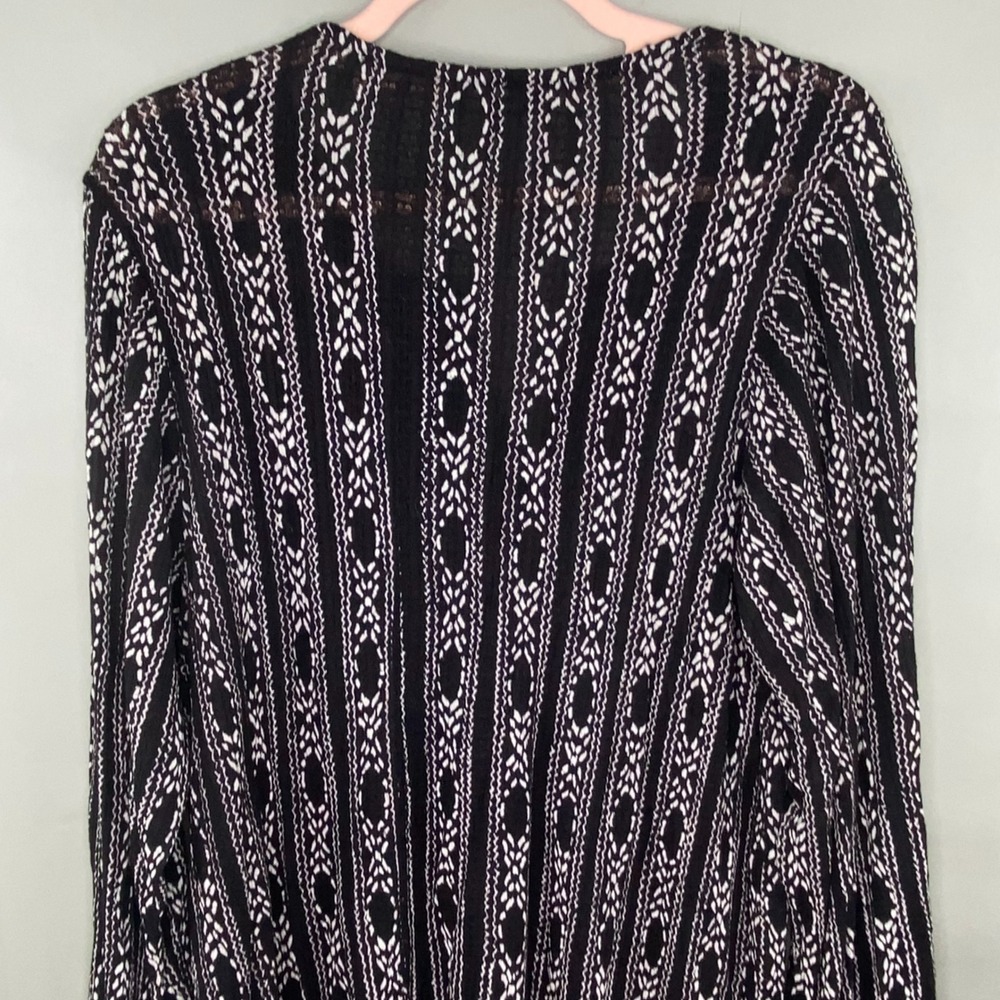 Lucky Brand Embroidered Tunic Women 2X Flowy Boho Peasant Top Black White Lace - Picture 8 of 9